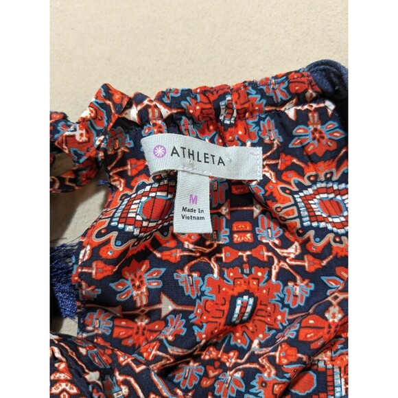 Athleta Women's Martinique Dress Red/Navy Tassels In The Back Size Medium - Picture 5 of 8